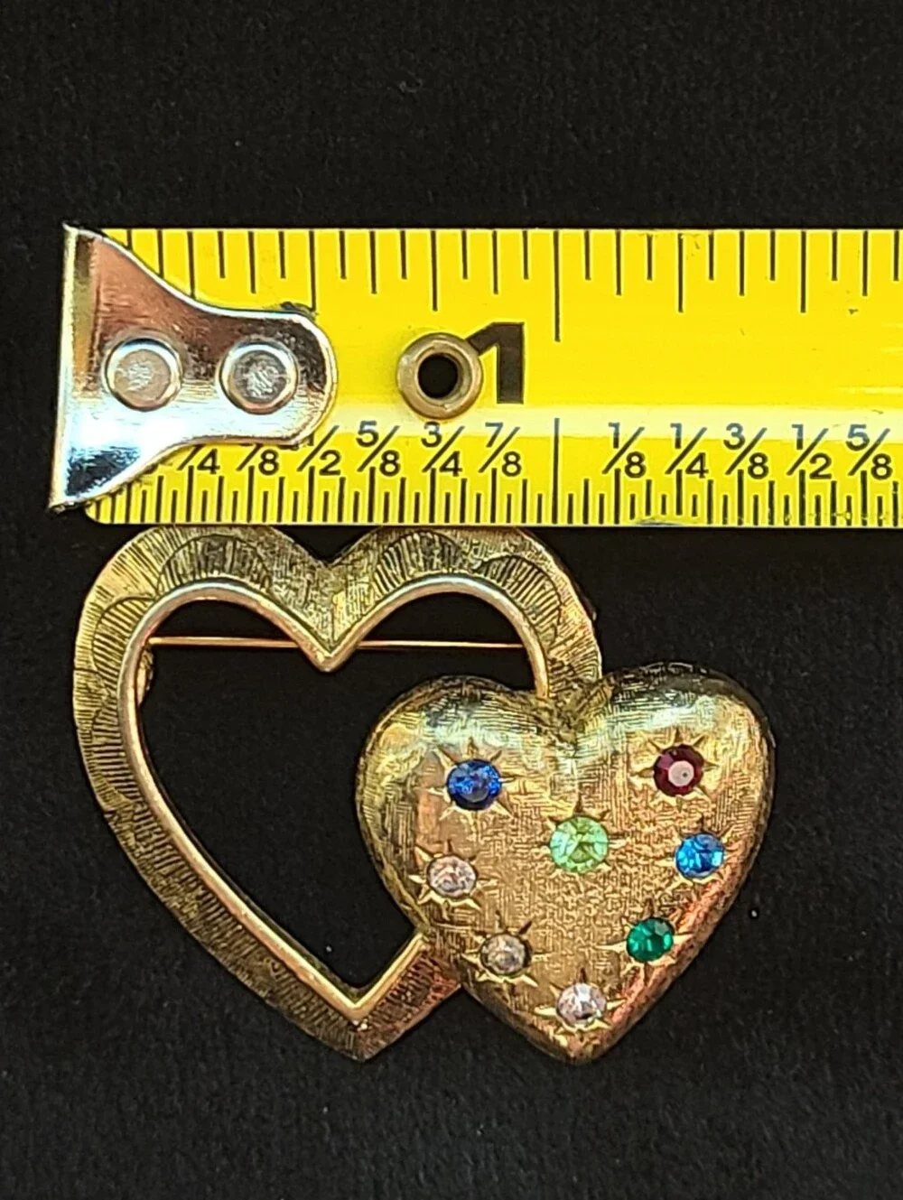 Uranium Glass Heart Vintage Brooch